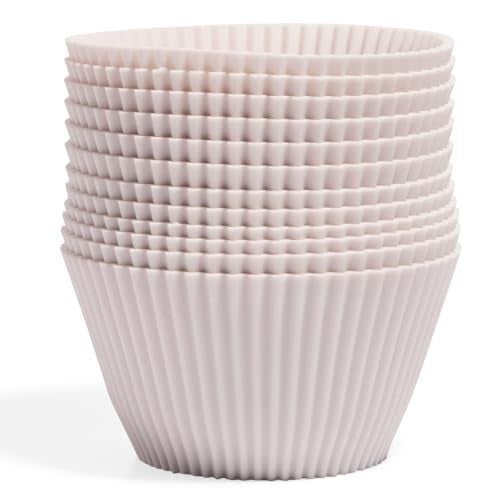 The Silicone Kitchen The Silicone Kitchen Reusable Silicone Baking Cups NonToxic BPA Free Dishwasher Safe Jumbo 12 Pack Designer White 