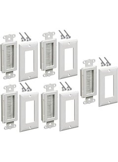 iMBAPrice Brushed Wall Plate  Decora Style Cable Pass Through Insert for Wires Wall Socket Plug PortHDTVHDMIHome Theater Systems and More Pack of 5  White