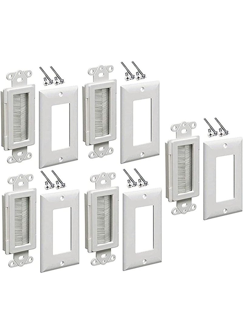 iMBAPrice iMBAPrice Brushed Wall Plate  Decora Style Cable Pass Through Insert for Wires Wall Socket Plug PortHDTVHDMIHome Theater Systems and More Pack of 5  White  - Image 1