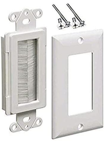 iMBAPrice iMBAPrice Brushed Wall Plate  Decora Style Cable Pass Through Insert for Wires Wall Socket Plug PortHDTVHDMIHome Theater Systems and More Pack of 5  White  - Image 3