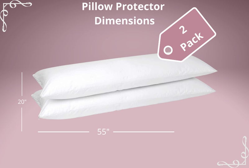 CirclesHome Pillow Protectors 2 Pack Body (20 x 55) Zippered - 100% Cotton Breathable Pillowcases - Protects Pillows from Dirt, Dust and Debris (Body- Set of 2 - 20x55) - Image 3