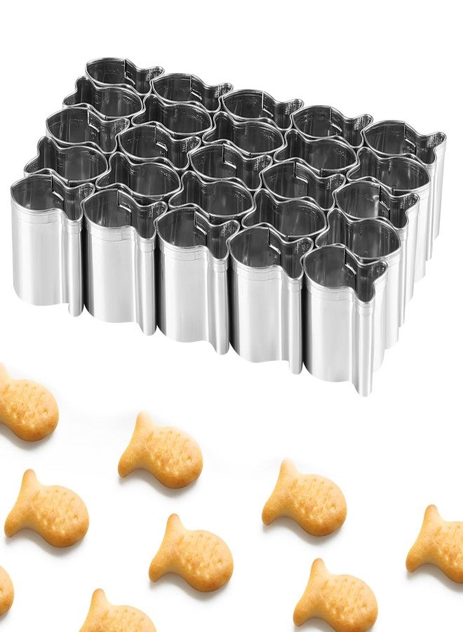 ILSSLI Gold Fish Cracker Cutter Goldfish Cookies Mold 25 Cavity Mini Fish Biscuit Cutter Stainless Steel Fish Shaped Cutter Molds for Kids DIY and Baking - Image 1