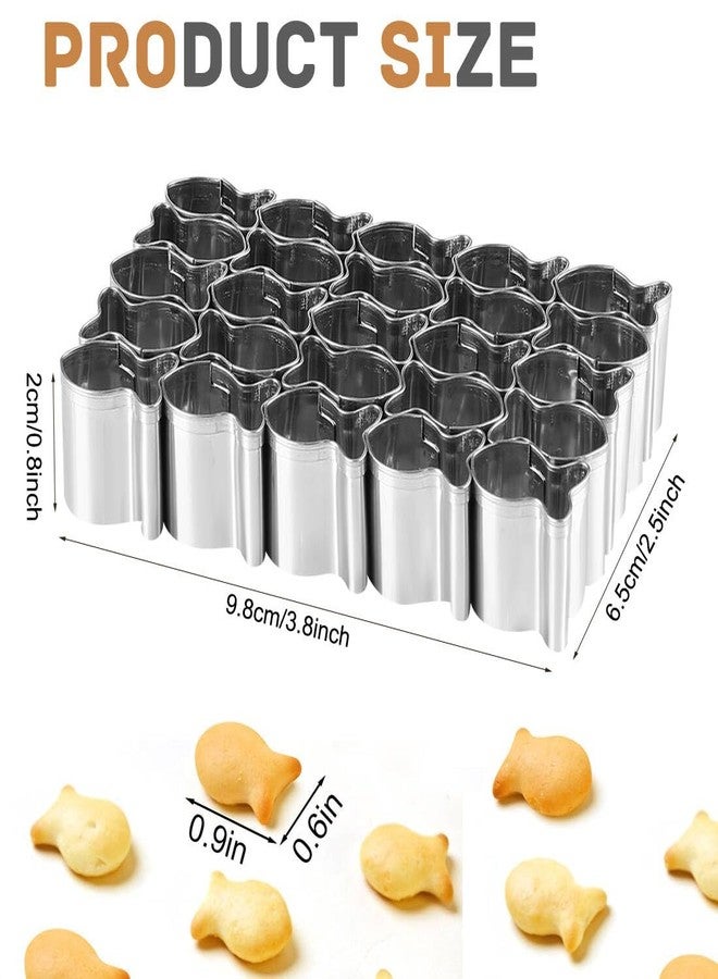 ILSSLI Gold Fish Cracker Cutter Goldfish Cookies Mold 25 Cavity Mini Fish Biscuit Cutter Stainless Steel Fish Shaped Cutter Molds for Kids DIY and Baking - Image 2