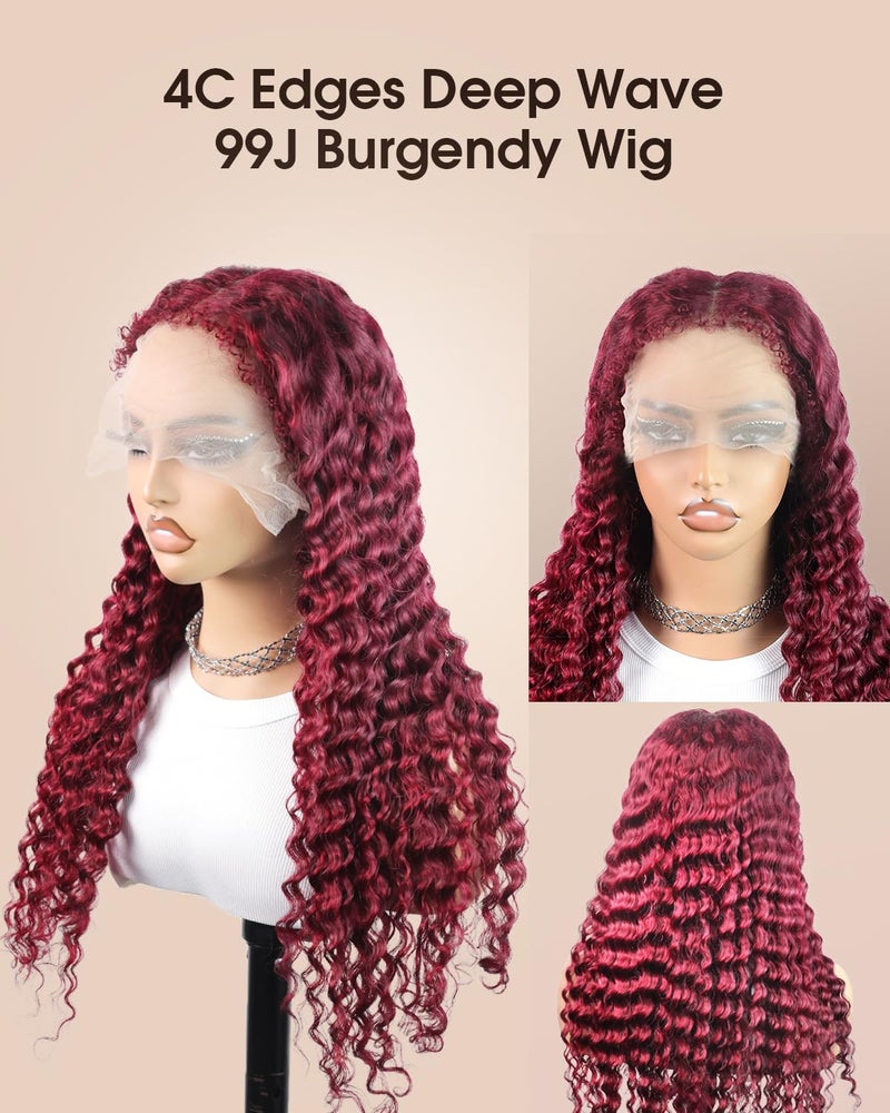 MENTOR 4C Edges Kinky Straight Lace Front Wigs Human Hair Yaki Stairght 13x4 HD Transparent Lace Frontal Kinkystraight Wigs with Curly Edges Hairline Pre-Plucked 180% Density 18 inch - Image 1