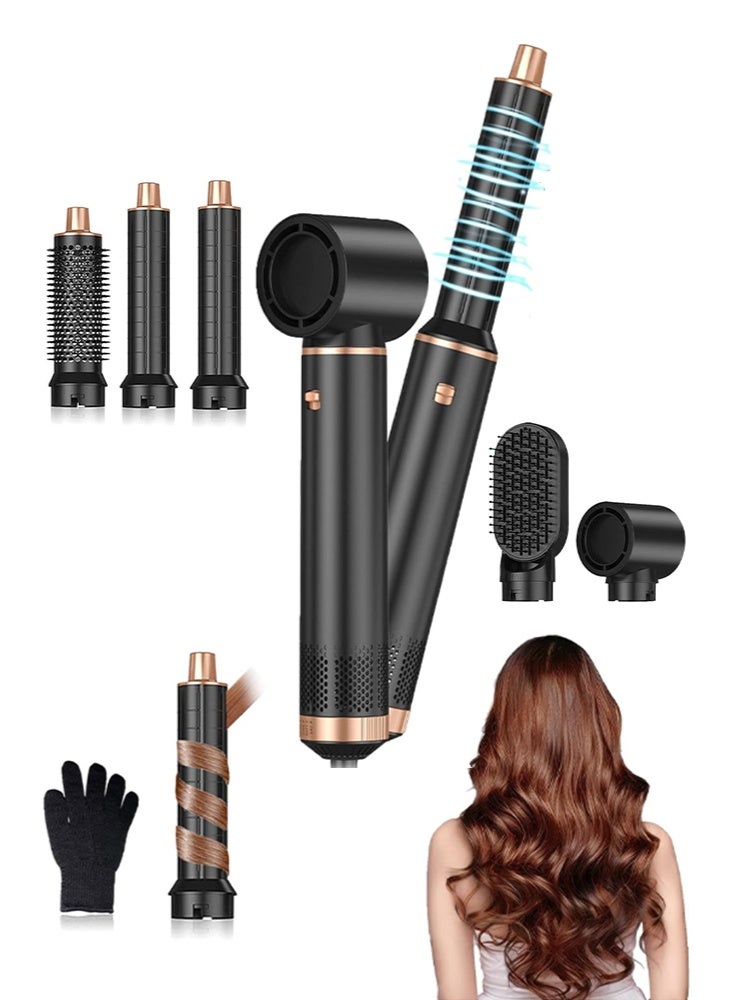 5 In 1 Hair Dryer Brush Hot Comb Set，1000W Hot Air Hair Curler and Straightener Styling Tool Comb Curling Brush Suitable for Women Hair Types，Black - Image 1