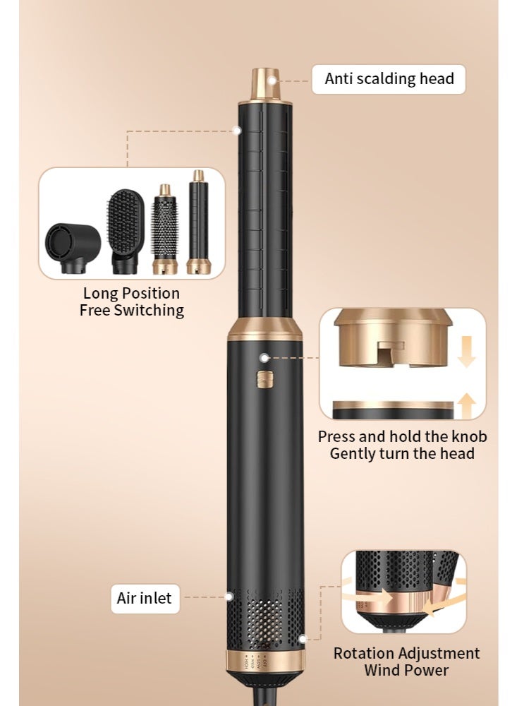 5 In 1 Hair Dryer Brush Hot Comb Set，1000W Hot Air Hair Curler and Straightener Styling Tool Comb Curling Brush Suitable for Women Hair Types，Black - Image 2