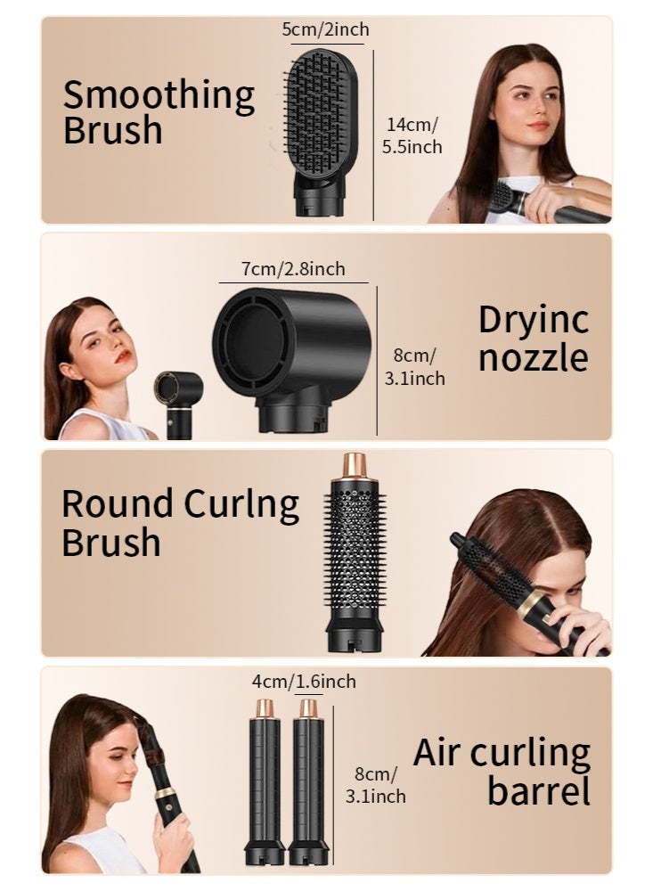 5 In 1 Hair Dryer Brush Hot Comb Set，1000W Hot Air Hair Curler and Straightener Styling Tool Comb Curling Brush Suitable for Women Hair Types，Black - Image 3