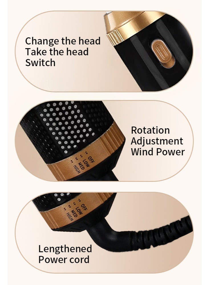 5 In 1 Hair Dryer Brush Hot Comb Set，1000W Hot Air Hair Curler and Straightener Styling Tool Comb Curling Brush Suitable for Women Hair Types，Black - Image 5