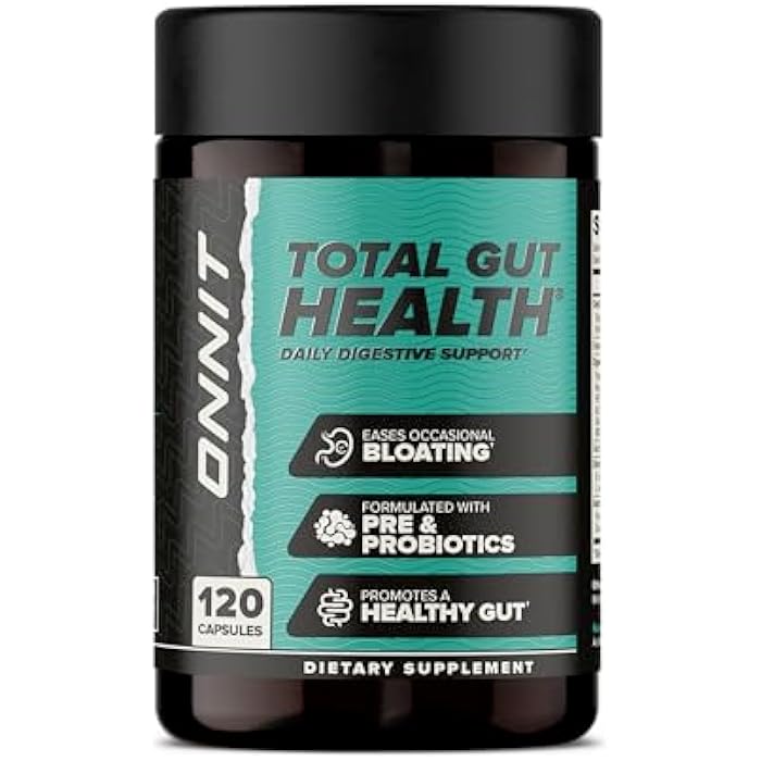 ONNIT Total Gut Health Daily Digestive Support, IGEN Non-GMO Tested Digestion Supplement for Women and Men with 7 Strains of Probiotics, Prebiotics, Enzymes and Betaine HCL, 120 Count - Image 1