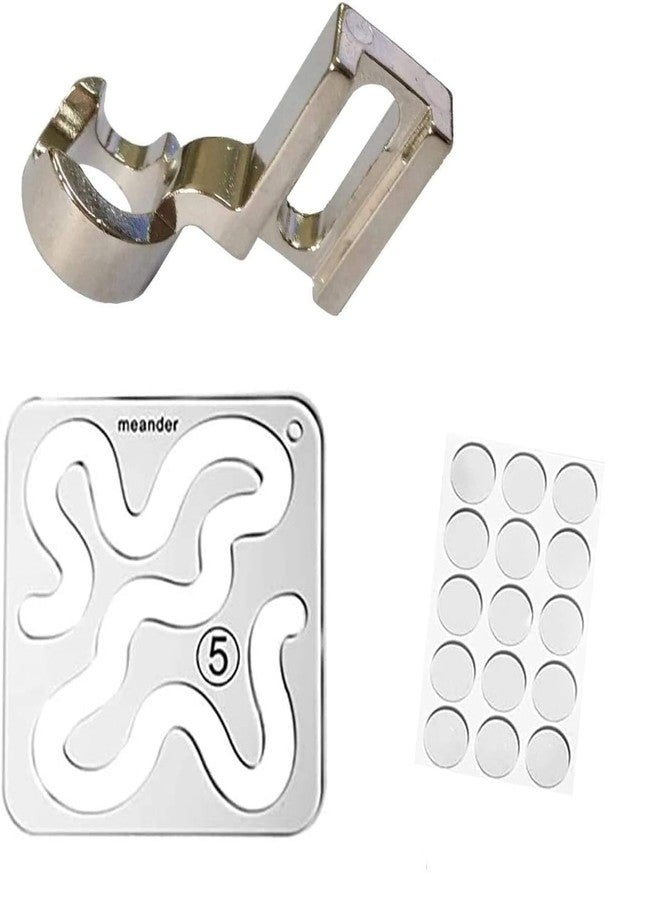 YICBOR 1pcs Meander Ruler Template+1pcs Free Motion Low Shank Quilting Ruler Foot+1pack Non-Slip Adhesive Rings Grips - Image 1