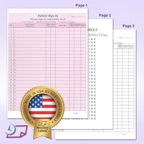 NextDayLabels - NCR Carbonless 3 Part Patient Sign in Forms, HIPAA Approved and Compliant for Confidentiality in All Medical Offices. (Burgundy) - Image 2