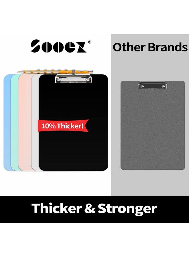 Sooez Plastic Clipboard With Pen Holder [10% Thicker] Clip Boards 8.5X11 With Low Profile Clip Cute Hanging Clipboard Standard Letter Size A4 For Women Kid Teacher Office & School Supplies Black - Image 2