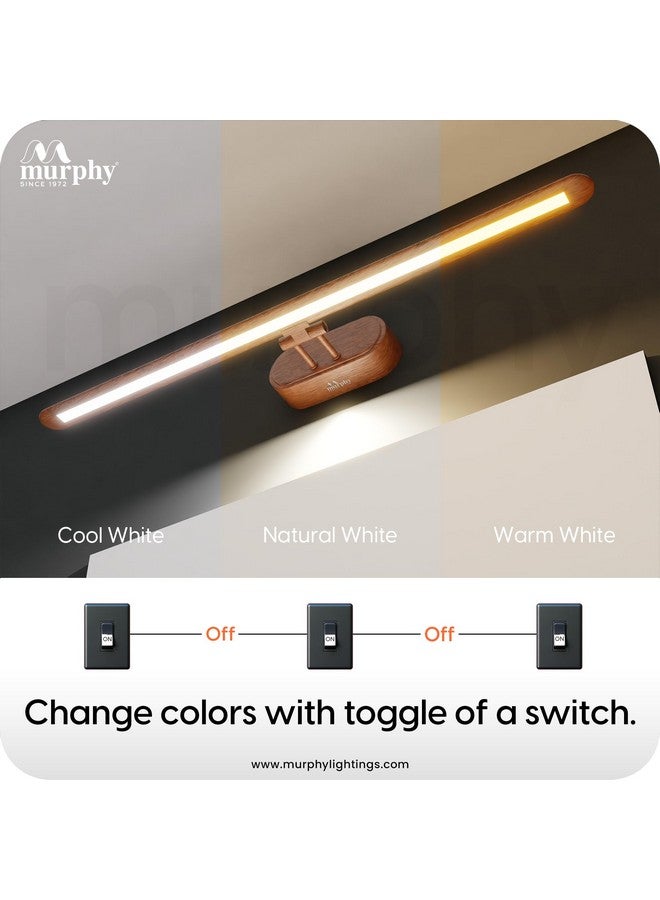 MURPHY Murphy 6W 3-in-1 Color Chnaging Wooden Finish LED Mirror Picture Wall Light,Bathroom Vanity Led Mirror Light with 2 Year Warranty (Cool White/Warm White/Natural White)-Pack of 3  - Image 4