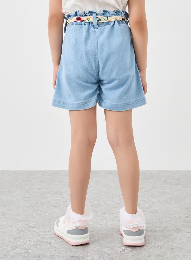 Styli Paper Bag Waist Denim Shorts - Image 4