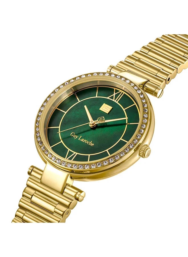 غاي لاروش Violette Yellow Gold Plated Stainless Steel Bracelet Analog Watch for Women, 34mm