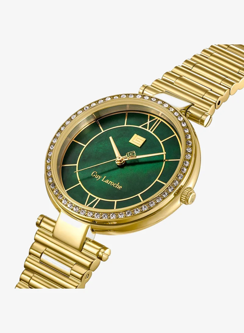Guy Laroche Violette Yellow Gold Plated Stainless Steel Bracelet Analog Watch for Women, 34mm