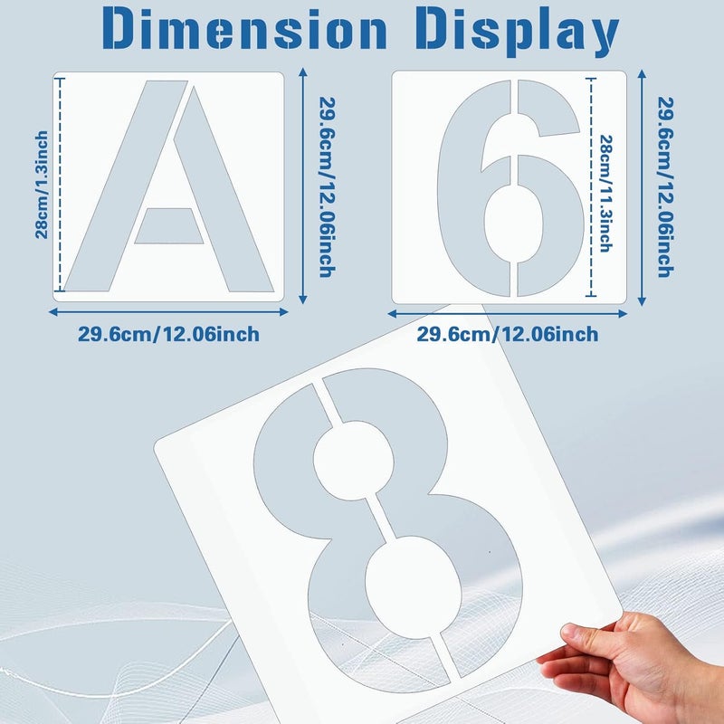 FEBSNOW 36 Pcs Reusable Letter & Number Stencils, for Painting on Wood, Wall, Fabric, Rock, Chalkboard, Glass (12 Inches) - Image 2