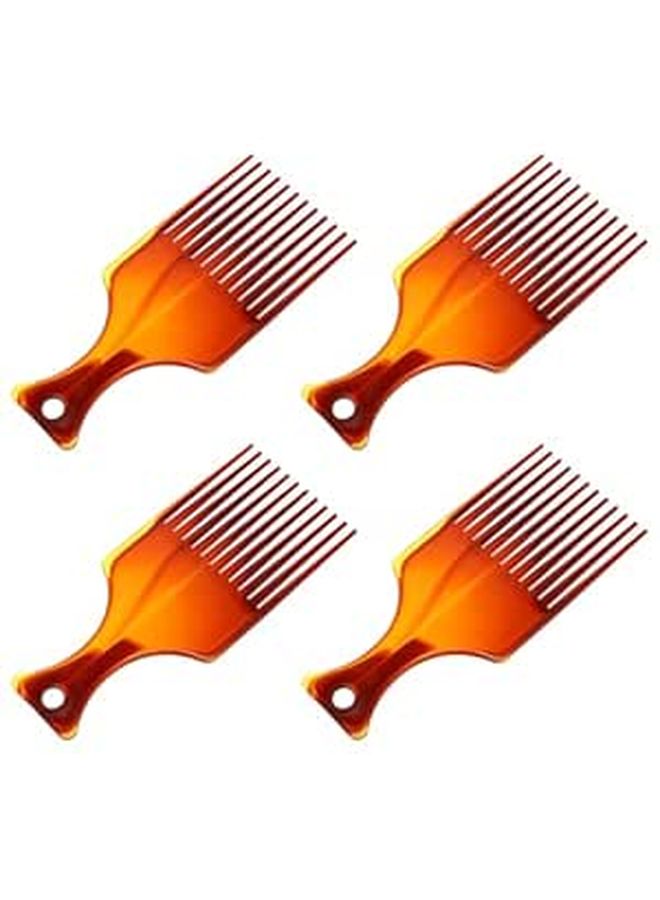 4 Pack Amber Hair Combs Wide Teeth Styling Brush For Men Salon Barbershop Use - Image 1