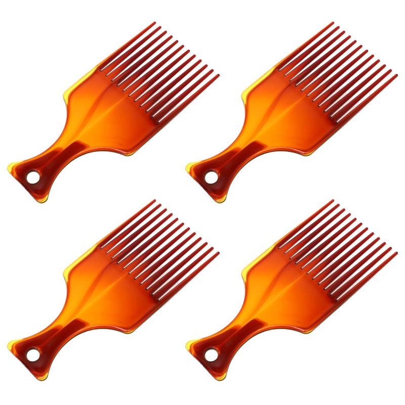 4 Pack Amber Hair Combs Wide Teeth Styling Brush For Men Salon Barbershop Use - Image 2