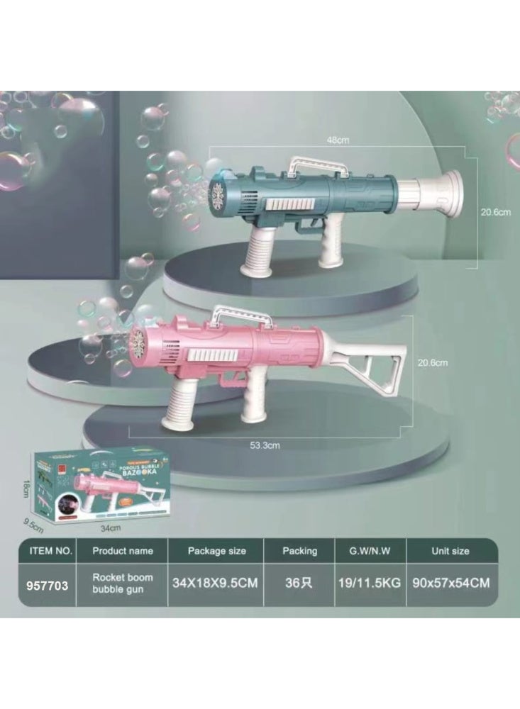 مسدس فقاعات للأطفال الكبار لعبة كرتونية كهربائية مضيئة أوتوماتيكية تنفخ الفقاعات هدية "أزرق" - Image 3