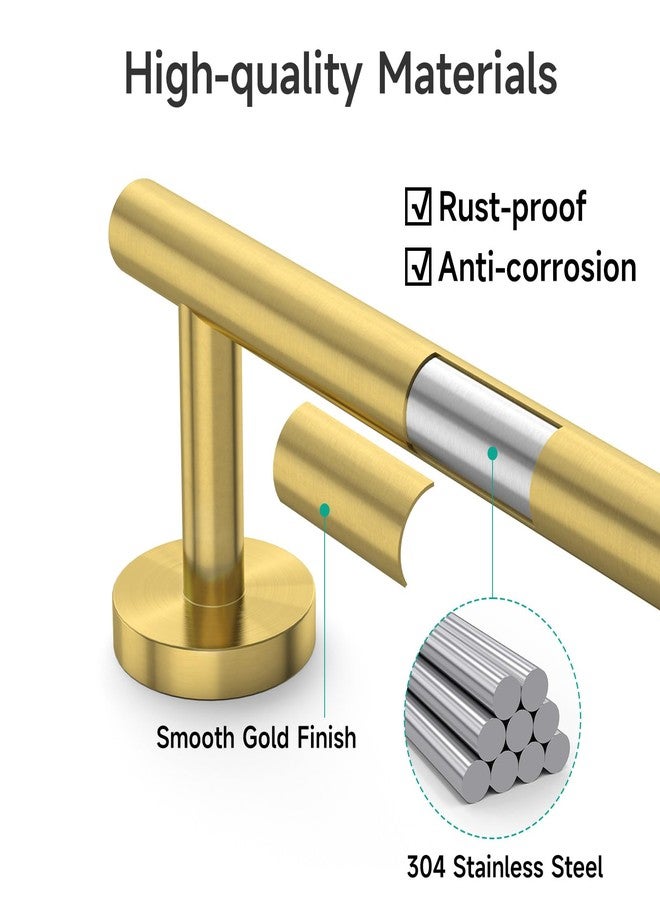 USHOWER Brushed Gold Towel Bar, 18-Inch Towel Racks for Bathroom Wall-Mounted, Thicken SUS304 Stainless Steel Towel Rod (Total Length 20-Inch) - Image 3