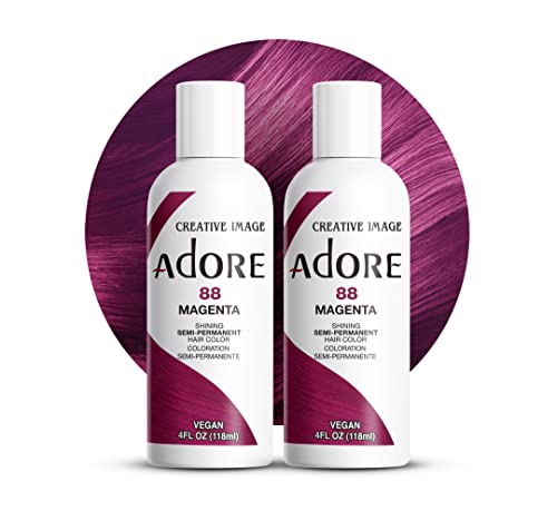 Adore Semi Permanent Hair Color Vegan and CrueltyFree Purple Hair Dye 4 Fl Oz 088 Magenta Pack of 2