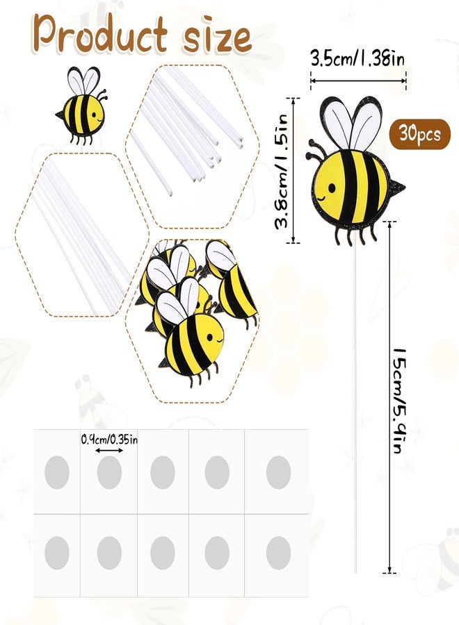 EupHHonycs 30 قطعة من أغطية كعك النحل، أغطية كعك على شكل نحلة ذات طبقتين، زينة كعك النحل الطنان، زينة كعك النحلة الصغيرة، زينة كعك النحل الطنان، زينة كعك النحل الطنان لموضوع النحل، لوازم تزيين حفلات أعياد الميلاد للأولاد والبنات - Image 2