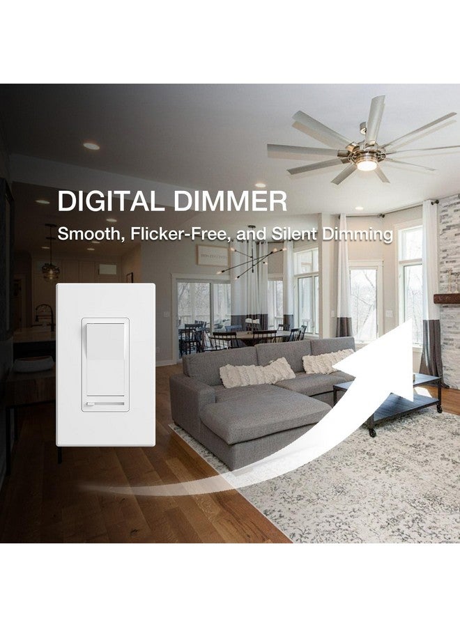 Amico 6 Pack Dimmer Light Switch, Single-Pole or 3-Way Slide Dimmer Switches for Led Lights, Suitable for 150W Dimmable LED/CFL Lights and 600W Incandescent/Halogen, Wall Plate Included, White - Image 1