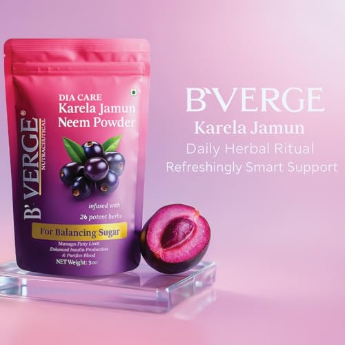 B'VERGE® Karela Jamun Powder for Diabetic Detox | Blend of 26 Potent Herbs for Balancing Sugar | 100% Ayurvedic | 300 grams - Image 3