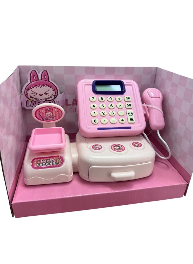 LABUBU Kids Pink Smart Cash Register Toy with Calculator, Light & Music, Play House Role Play Set - Image 2
