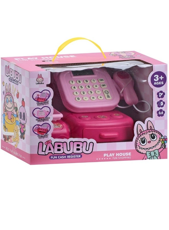 LABUBU Kids Pink Smart Cash Register Toy with Calculator, Light & Music, Play House Role Play Set - Image 3
