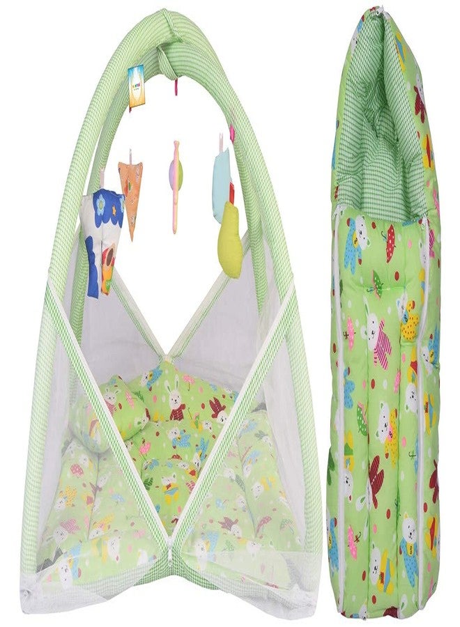 Kwitchy Baby Bed New Born Baby Bedding Set | Mosquito Net | Play Gym | Baby Shower | Gift Pack | Essential Combo (0-6 Months) Green - Image 1