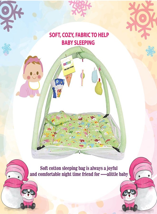 Kwitchy Baby Bed New Born Baby Bedding Set | Mosquito Net | Play Gym | Baby Shower | Gift Pack | Essential Combo (0-6 Months) Green - Image 3