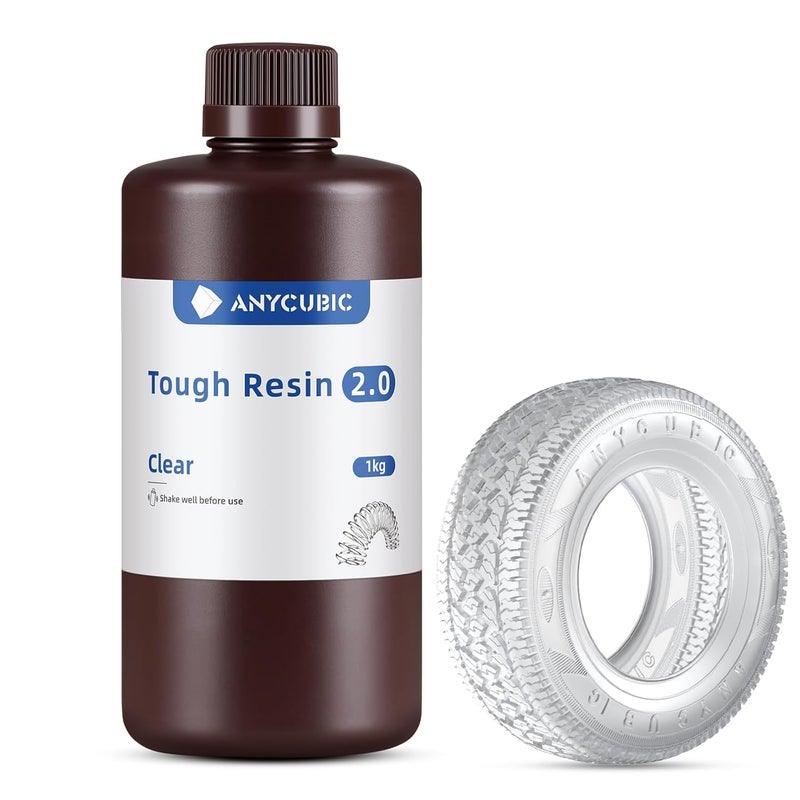 3idea Tough Resin 2.0, 3D Printer Resin with Upgraded High Toughness and High Precision, 365-405nm Fast Curing 3D Resin for 4K 8K LCD/DLP/SLA 3D Printing (Clear, 1kg) - Image 1
