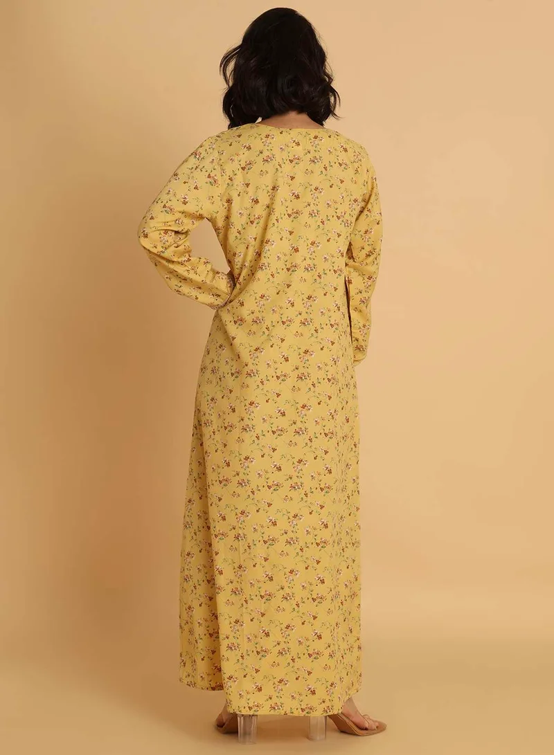 HANA & SARA Elegant Floral Embroidered Arabic Jalabiya Dress