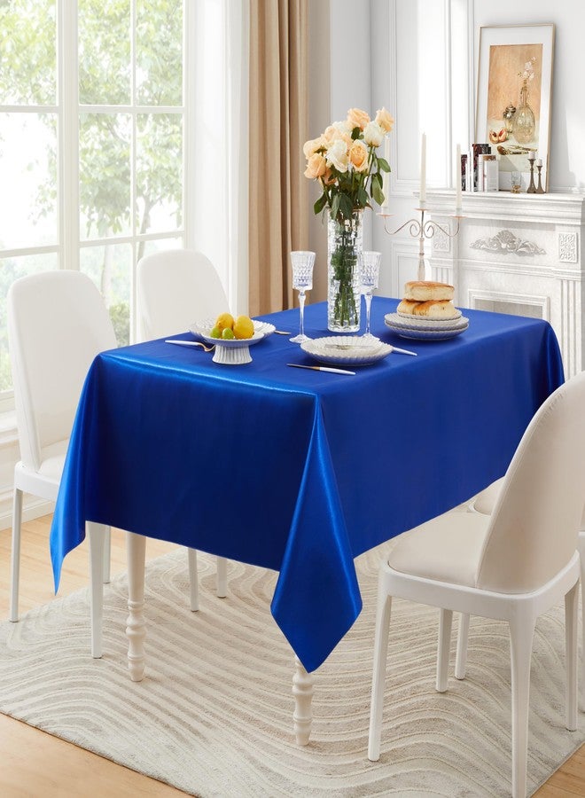 Counfeisly 1 Pack Satin Table Cover Rectangle Silkly Soft Table Cloth, Satin Dining Table Cloths for Wedding Banquet Table Decoration, Dining Room, Indoor and Outdoor Use, 60 x 84 Inches, Royal Blue - Image 5