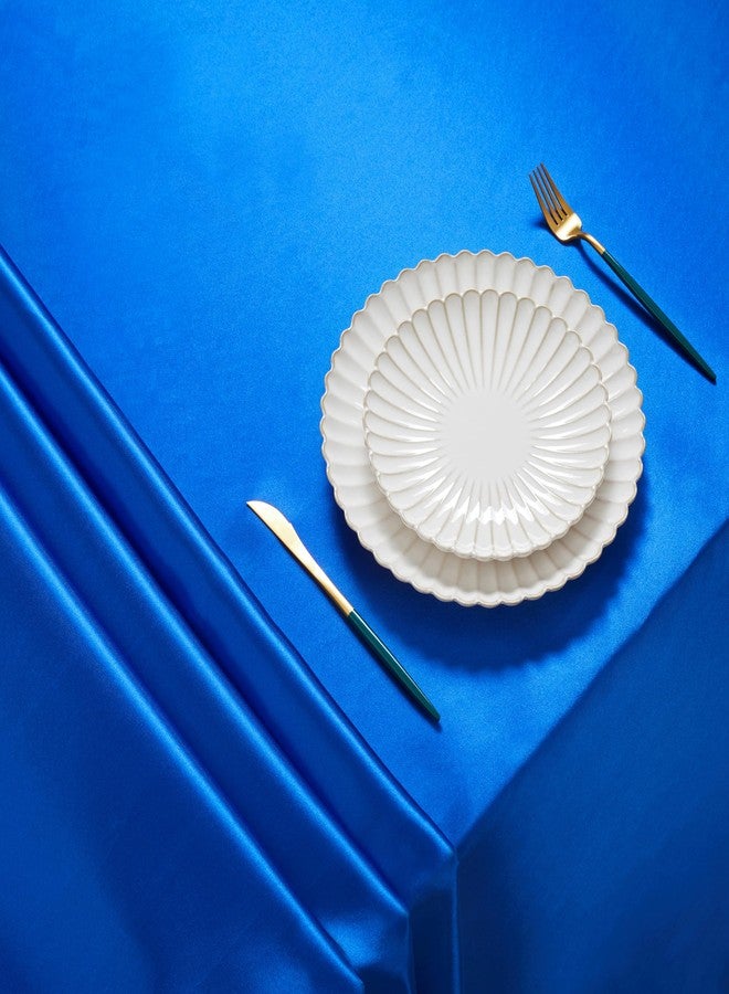 Counfeisly 1 Pack Satin Table Cover Rectangle Silkly Soft Table Cloth, Satin Dining Table Cloths for Wedding Banquet Table Decoration, Dining Room, Indoor and Outdoor Use, 60 x 84 Inches, Royal Blue - Image 3