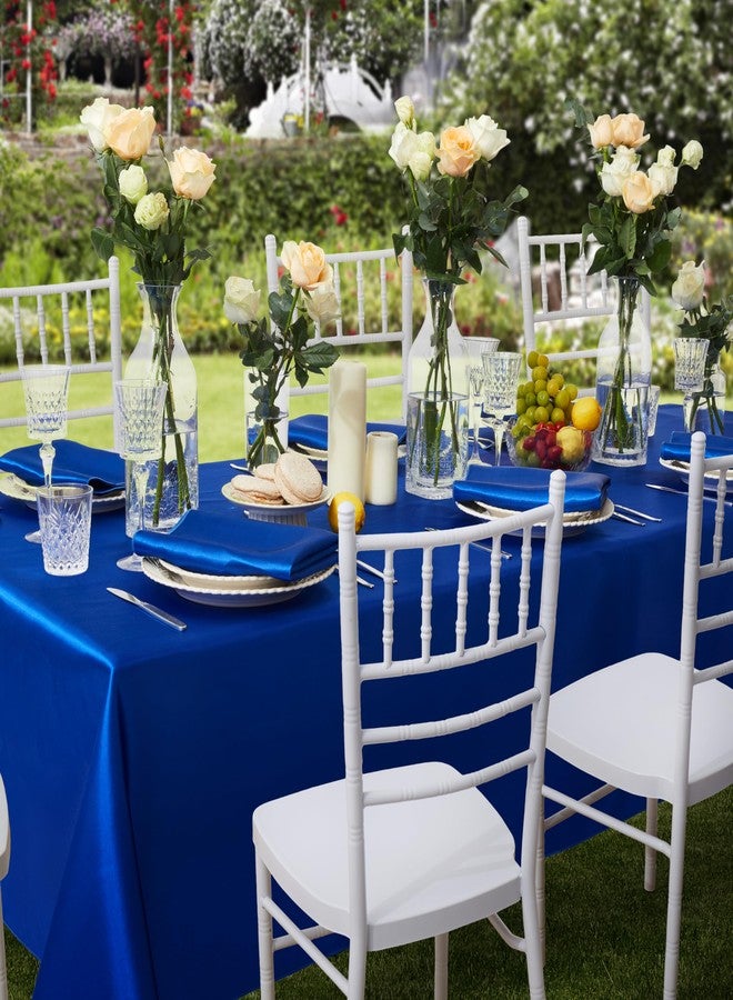 Counfeisly 1 Pack Satin Table Cover Rectangle Silkly Soft Table Cloth, Satin Dining Table Cloths for Wedding Banquet Table Decoration, Dining Room, Indoor and Outdoor Use, 60 x 84 Inches, Royal Blue - Image 4