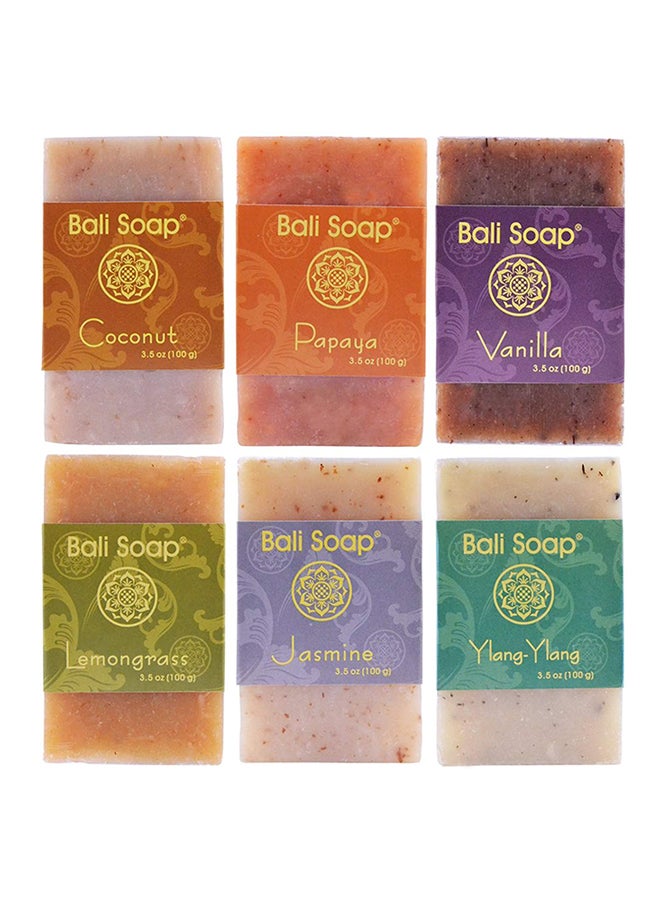 Bali Soap 6 Pc Variety Soap Pack (Coconut Papaya Vanilla Lemongrass Jasmine Ylangylang) 35 Oz Each - Image 1