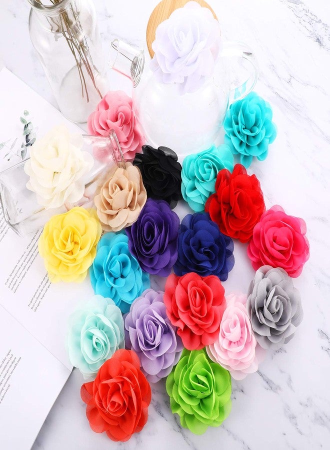 Leinuosen 20 Pcs Dog Flower Collar Accessory Multi-color Pet Collar Flowers Soft Chiffon Dog Bow Tie for Cat Puppy Grooming Accessories (20 Colors) - Image 5