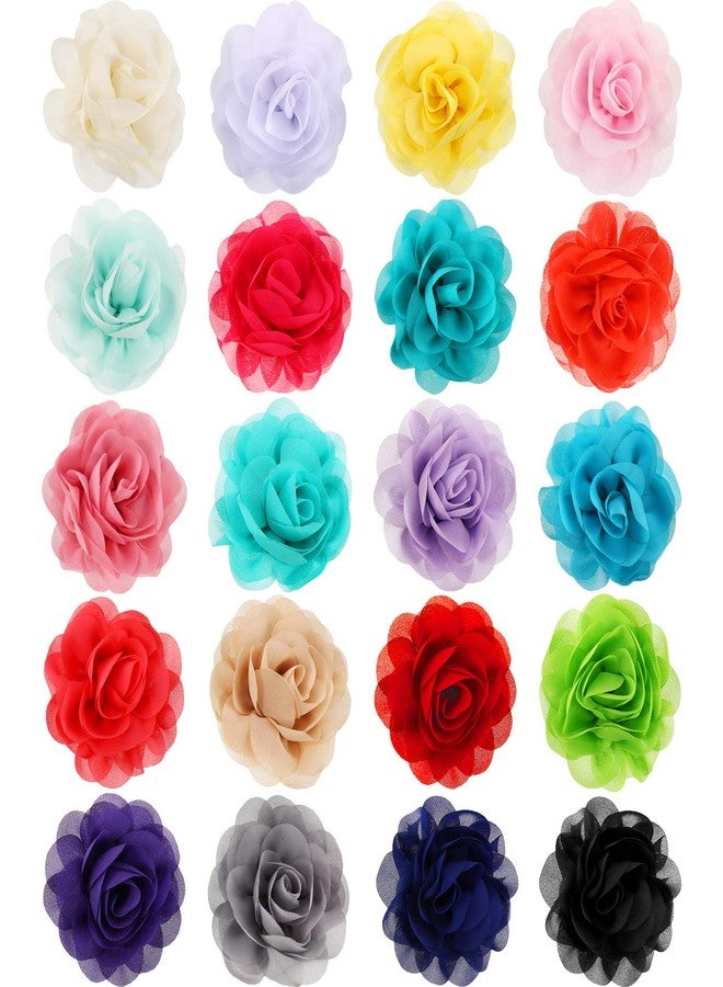 Leinuosen 20 Pcs Dog Flower Collar Accessory Multi-color Pet Collar Flowers Soft Chiffon Dog Bow Tie for Cat Puppy Grooming Accessories (20 Colors) - Image 1