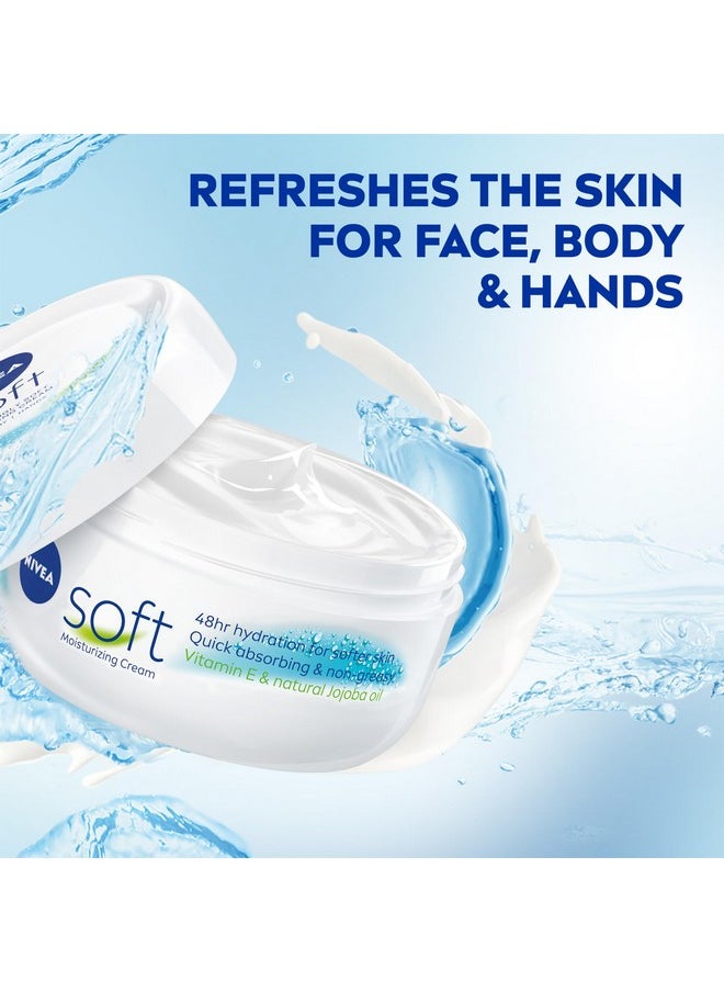 NIVEA Soft Refreshingly Soft Moisturizing Cream, Body Moisturizer for Face, Body and Hands, Enriched with Jojoba Oil and Vitamin E, 6.8 Oz Jar, Pack of 3