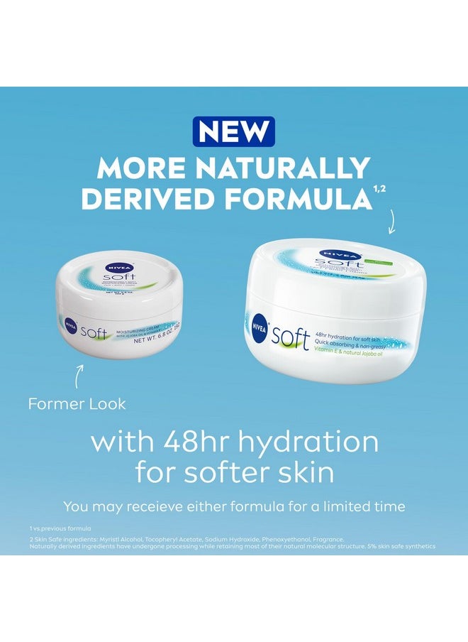 NIVEA Soft Refreshingly Soft Moisturizing Cream, Body Moisturizer for Face, Body and Hands, Enriched with Jojoba Oil and Vitamin E, 6.8 Oz Jar, Pack of 3