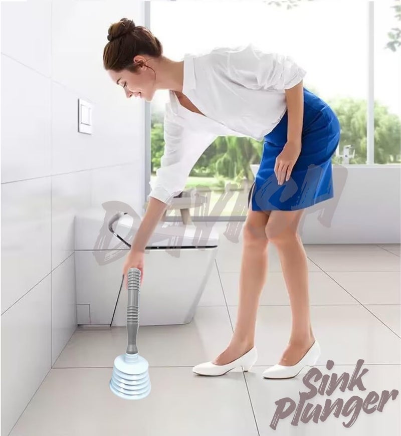 Dayish Sink Plunger for Toilet Kitchen Drain Unblocker Dredging Pipe-Cleaner Suction Rubber Household Bathroom Kitchen Accessories (Multi-Colour) - Image 5