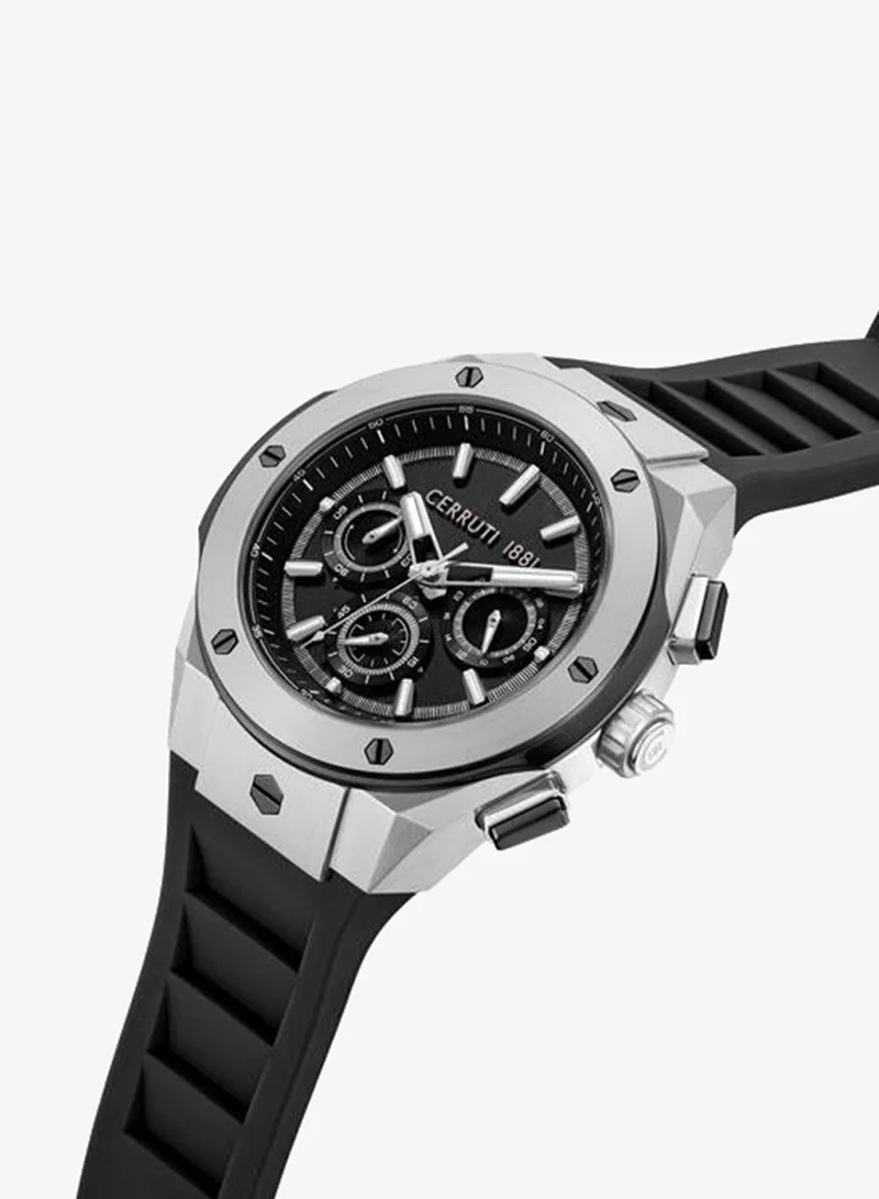 CERRUTI 1881 black Men's Ruscello 44mm Black Dial Silicone Strap Multifunction Watch For Men for Men | Best Price UAE