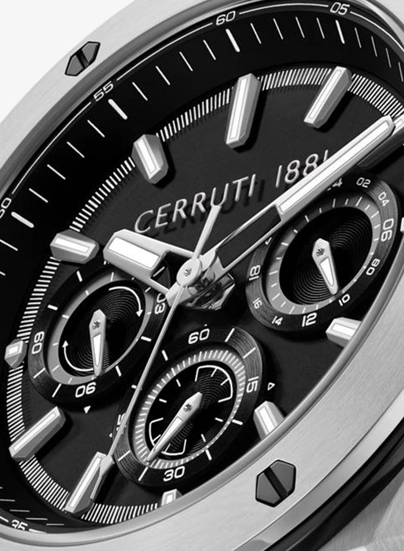 CERRUTI 1881 black Men's Ruscello 44mm Black Dial Silicone Strap Multifunction Watch For Men for Men | Best Price UAE
