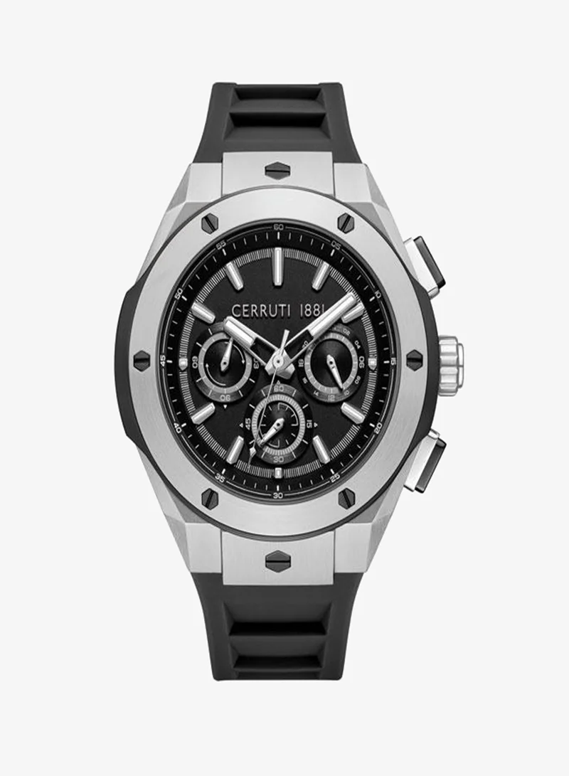 Ruscello 44mm Black Dial Silicone Strap Multifunction Watch For Men