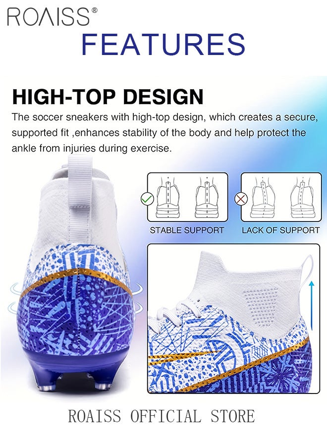 roaiss High Top Long Spike Football Shoes for Men Professional Training Anti-Slip Wear-Resistant Soccer Cleats Teens Comfortable Breathable Odorless Sports Spikes with Premium Leather Upper  - Image 3