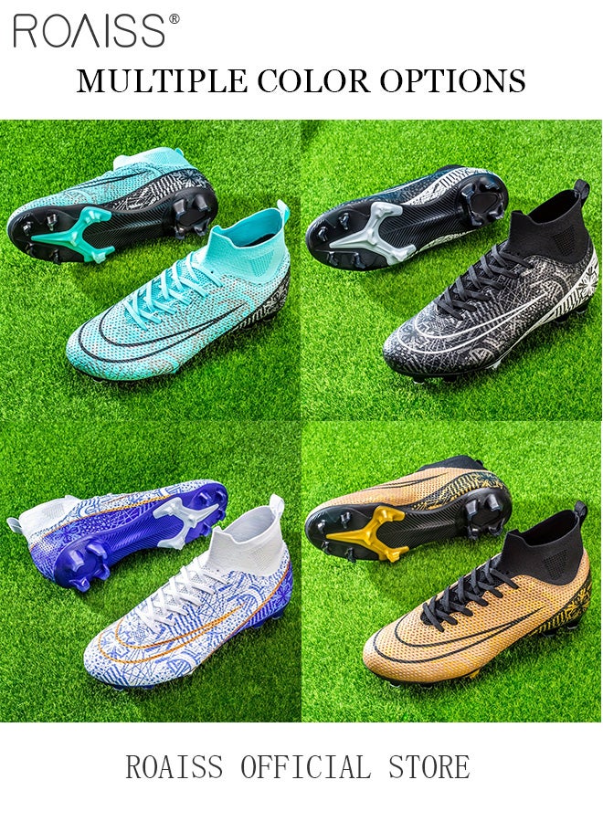 roaiss High Top Long Spike Football Shoes for Men Professional Training Anti-Slip Wear-Resistant Soccer Cleats Teens Comfortable Breathable Odorless Sports Spikes with Premium Leather Upper  - Image 4