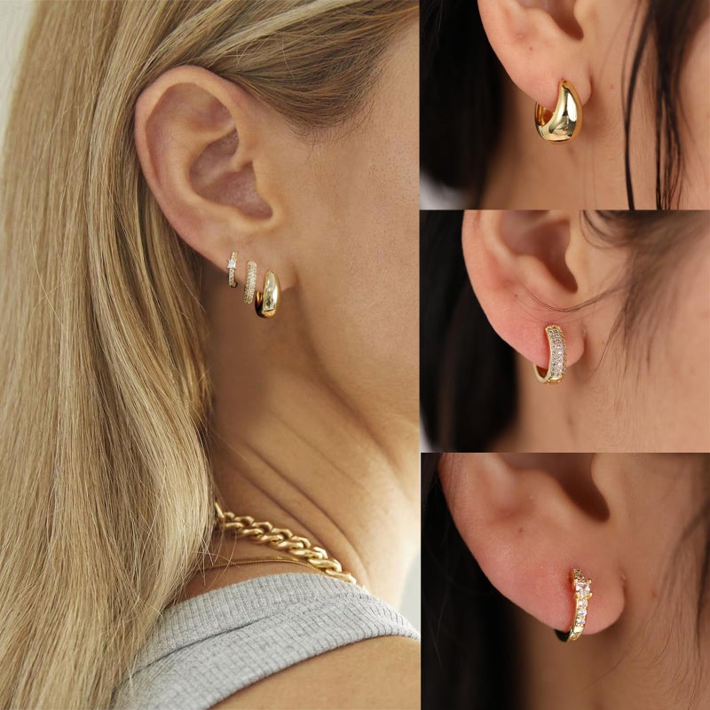 VIROMY Gold Hoop Earrings Set for Women Trendy, 14K Gold Plated Lightweight Small gold Hoop Earrings Chunky Open Hoops Earrings Stacks Jewelry Gifts - Image 5